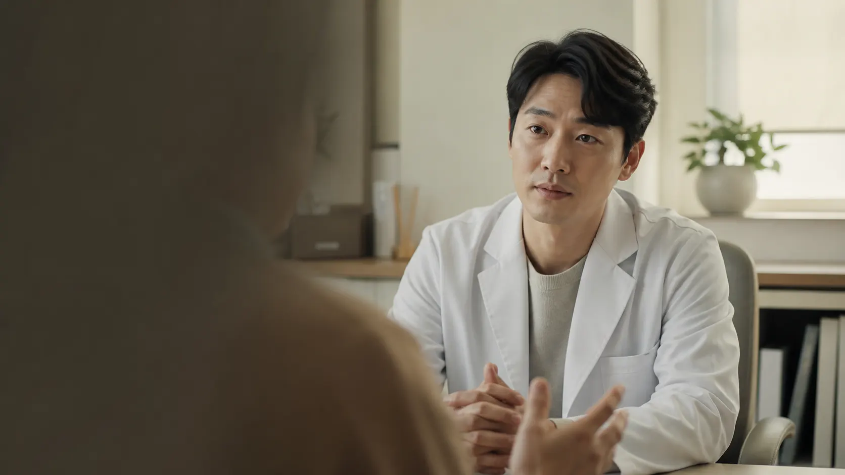 진료실에서 환자의 이야기를 듣는 의료진